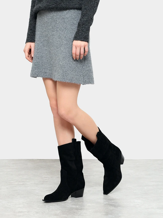 Сапоги женские демисезонные, цвет черный, натуральный спилок 642299 | 7