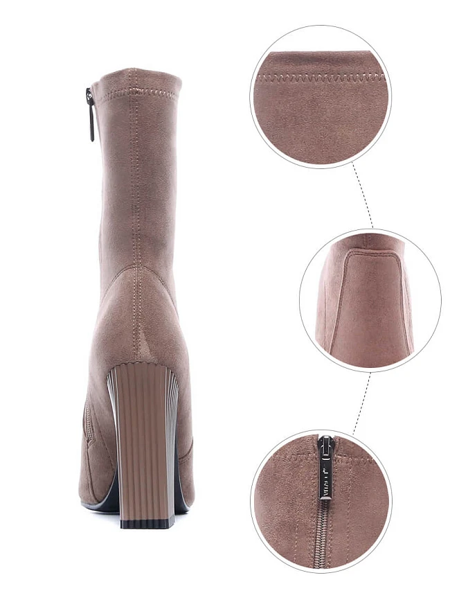 Полусапоги женские демисезонные, цвет бежевый, искусственный велюр 1842682P4 | 7