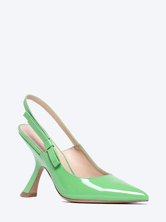 Туфли женские летние, цвет салатовый, натуральная лаковая кожа 496774 | 1