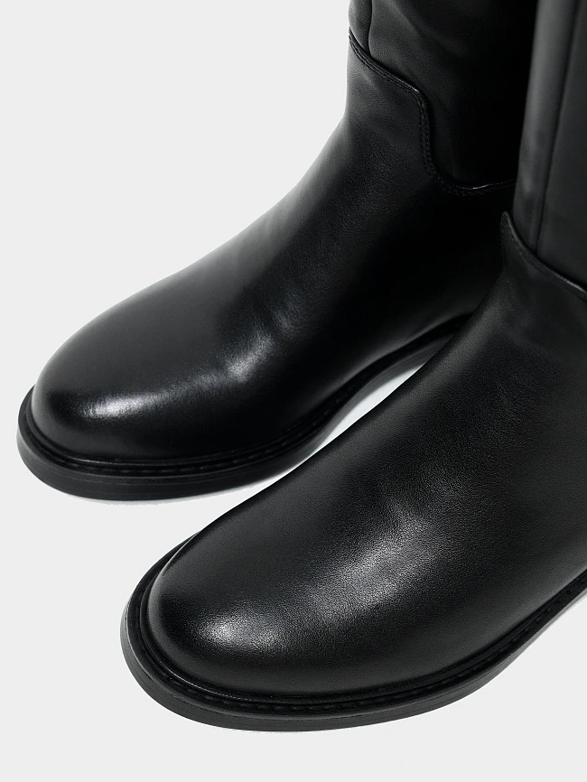 Сапоги женские демисезонные, цвет черный, натуральная кожа и полимерные материалы 27VC163 | 6