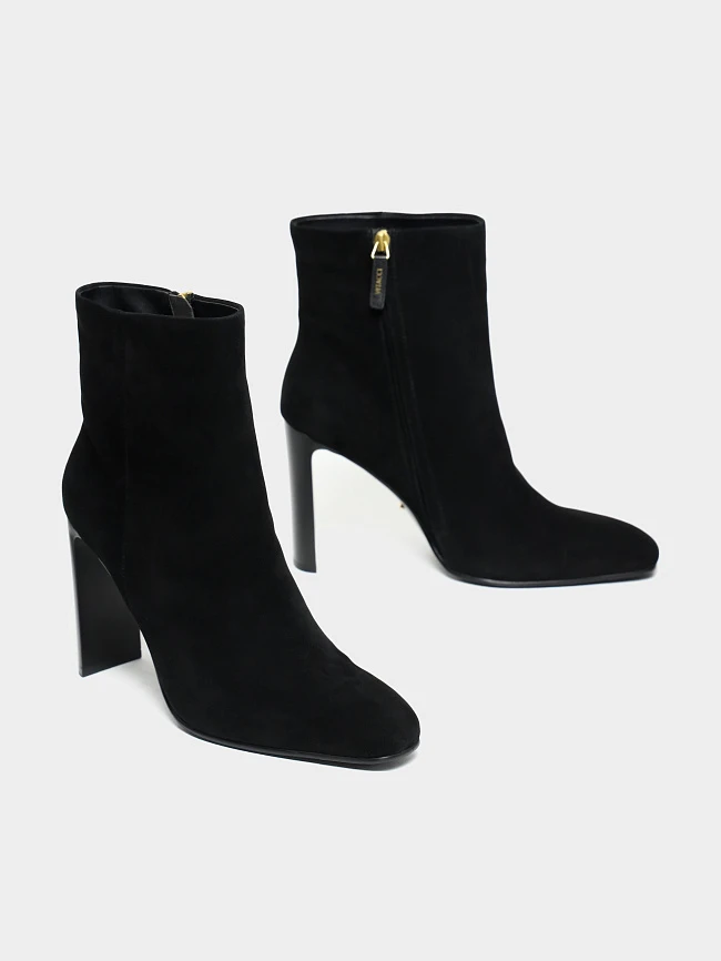 Ботильоны женские зимние, цвет черный, натуральный велюр 1494758M | 3