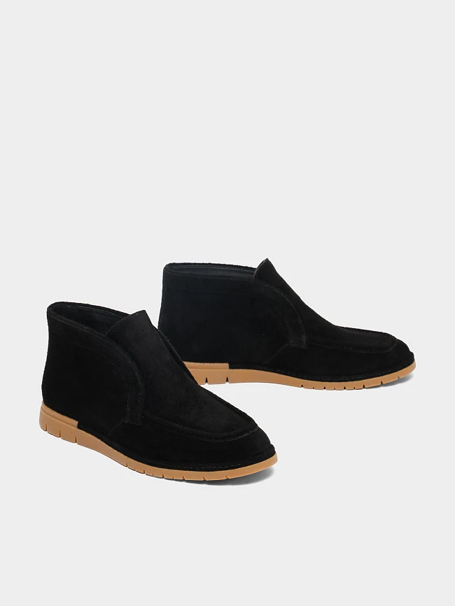 Лоферы женские демисезонные, цвет черный, натуральный спилок 1821545 | 2