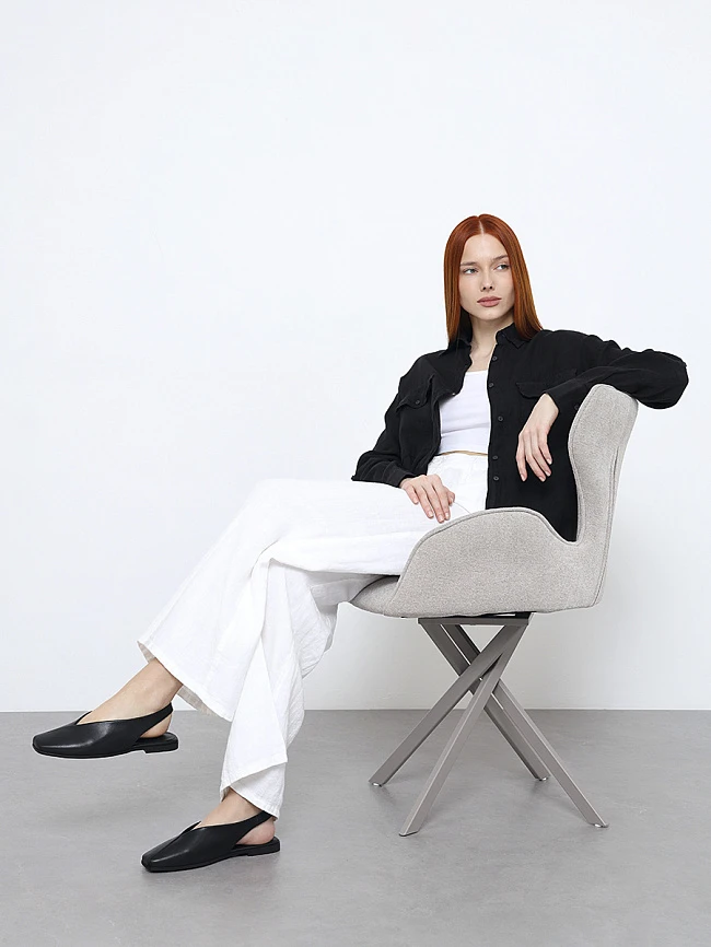 Туфли женские летние, цвет черный, натуральная кожа и полимерные материалы 1849796 | 11