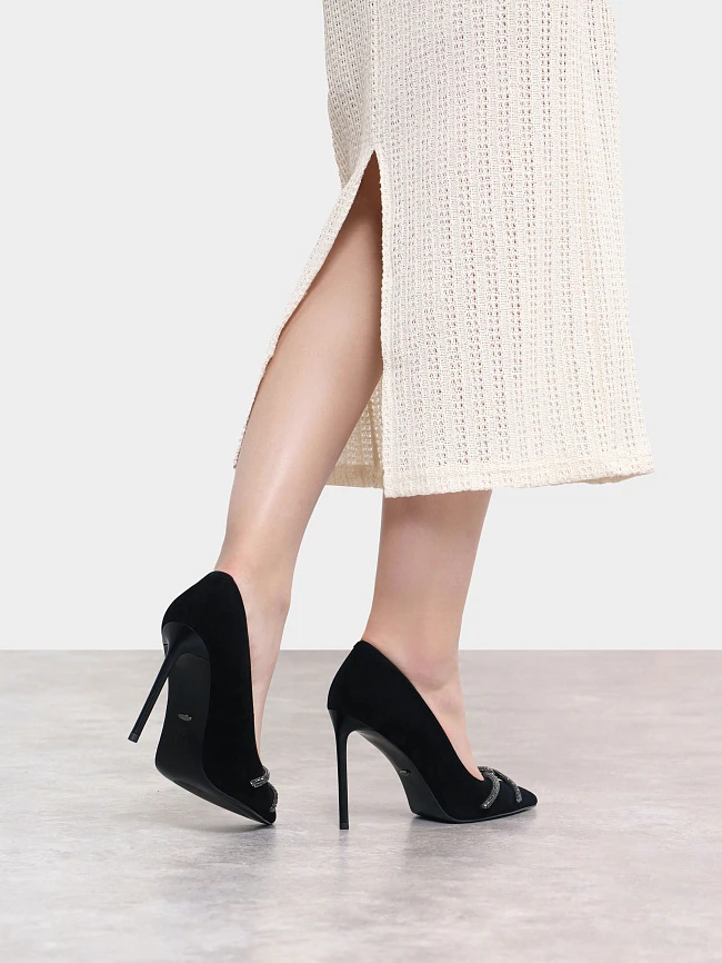 Туфли женские всесезонные, цвет черный, натуральный велюр 1492372P | 9