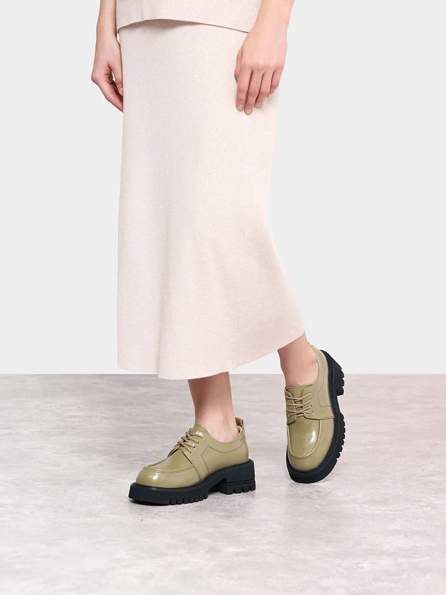 Полуботинки женские всесезонные, цвет хаки, натуральная кожа 1820163 | 8