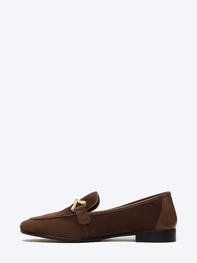 Лоферы женские всесезонные, цвет коричневый, натуральный велюр/натуральная кожа 7990115 | 3