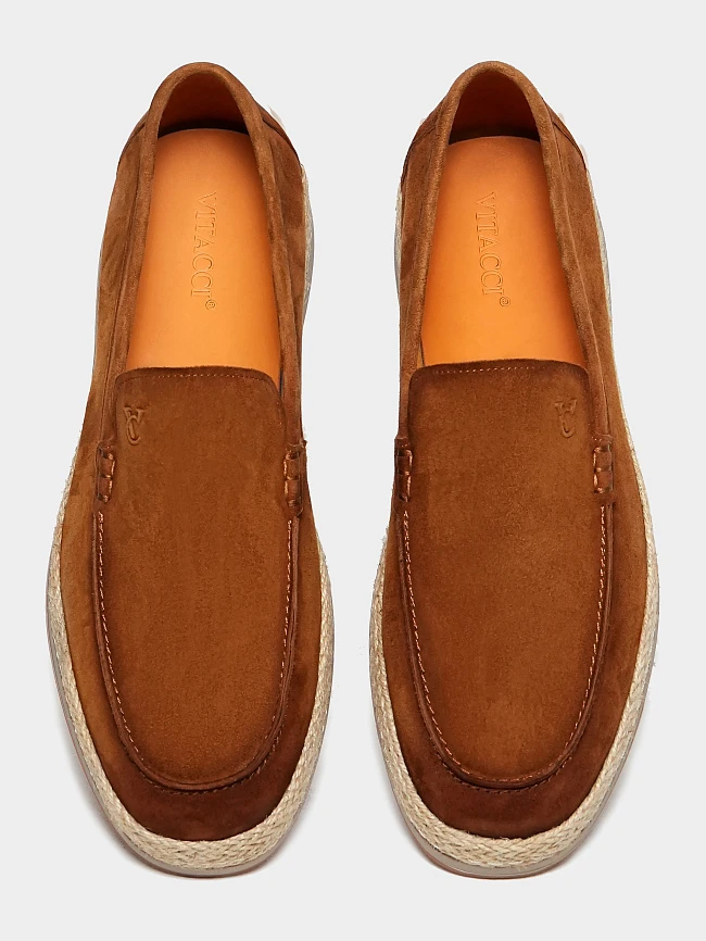 Лоферы мужские всесезонные, цвет рыжий, натуральный велюр M262277 | 4