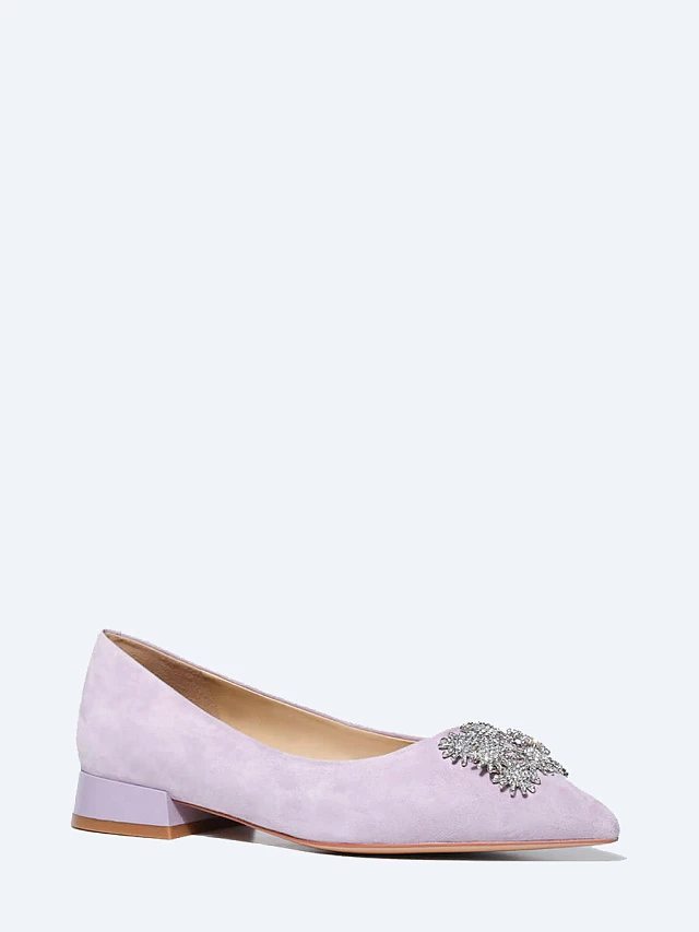 Балетки женские всесезонные, цвет сиреневый, натуральный велюр 494904 | 1