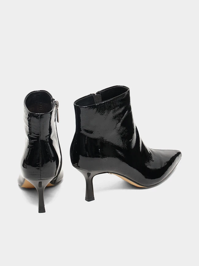Ботильоны женские всесезонные, цвет черный, натуральная лаковая кожа 17VC418 | 4