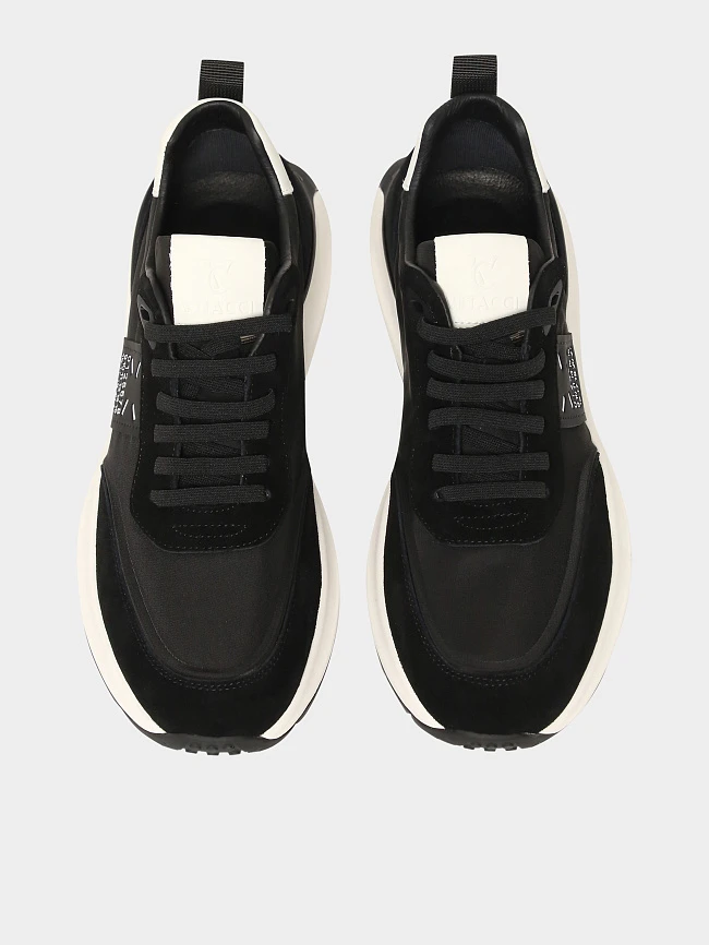 Кроссовки мужские демисезонные, цвет черный, натуральный спилок/текстиль/натуральная кожа M03103 | 5