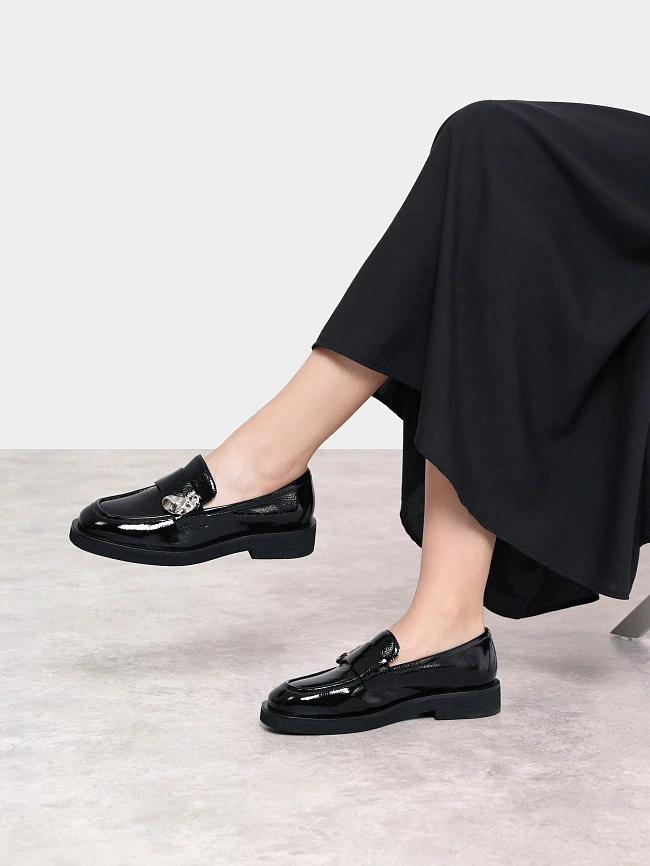 Лоферы женские всесезонные, цвет черный, натуральный наплак 1820664 | 11