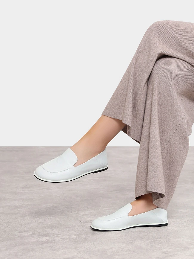 Лоферы женские всесезонные, цвет белый, натуральная кожа и полимерные материалы 1849748 | 10