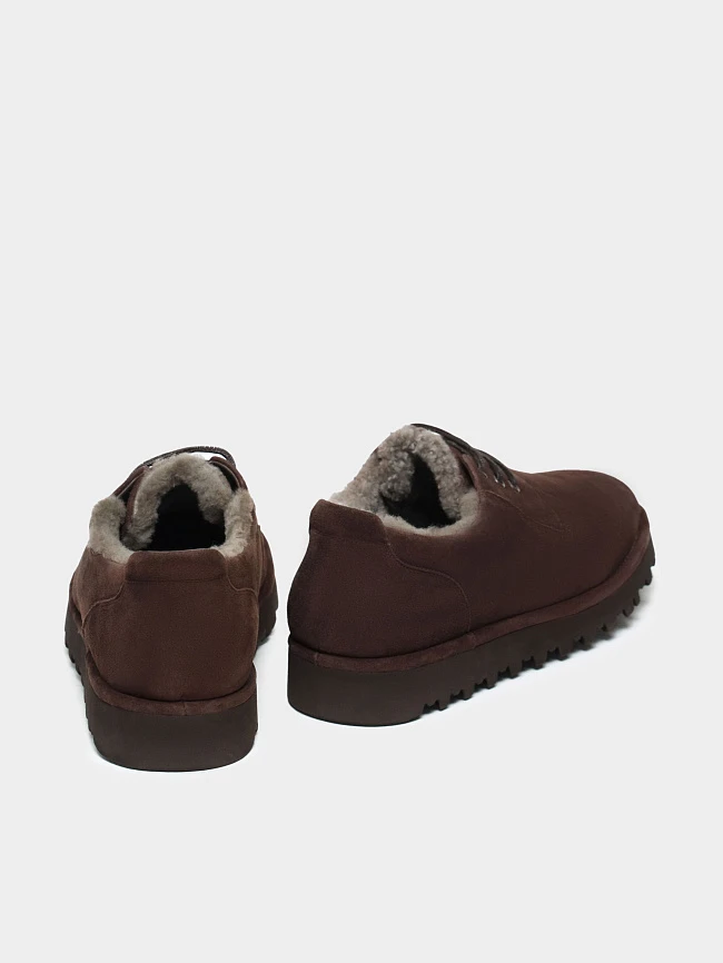 Полуботинки мужские зимние, цвет коричневый, натуральный велюр M262016M | 4