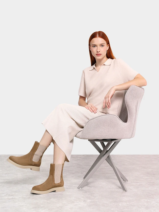 Ботинки женские демисезонные, цвет коричневый, натуральный спилок 136560 | 12