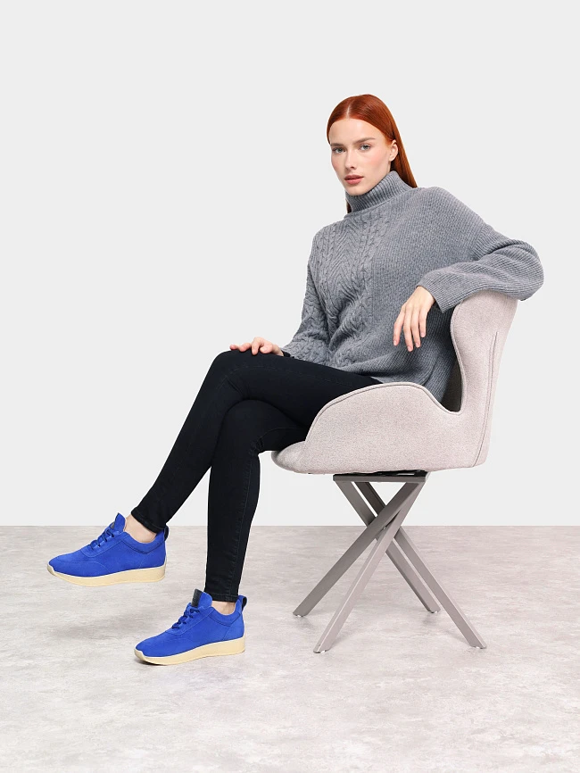 Кроссовки женские демисезонные, цвет синий, натуральный спилок 1780001 | 12