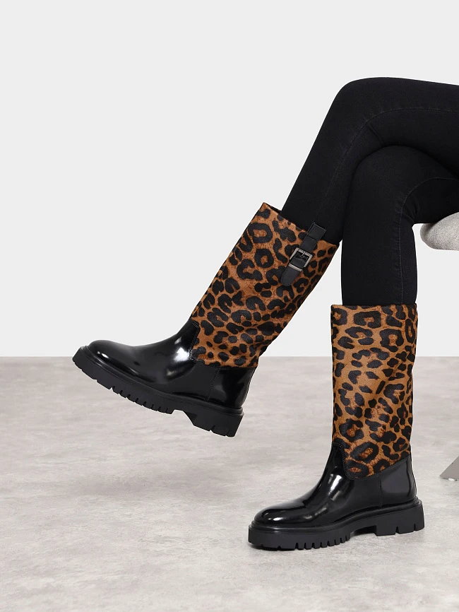 Сапоги женские демисезонные, цвет черный, натуральная масляная кожа/натуральный мех (пони) 1820966 | 10