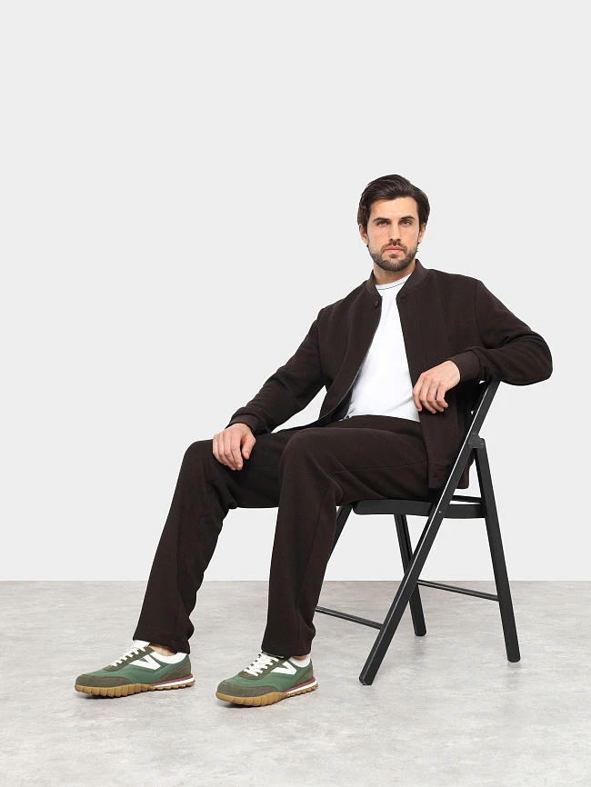 Кроссовки мужские демисезонные, цвет хаки, натуральная кожа/натуральный спилок M03033 | 11