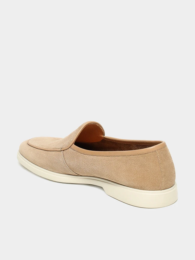 Лоферы мужские демисезон; лето;, цвет бежевый, натуральный спилок/натуральная кожа M801308 | 3