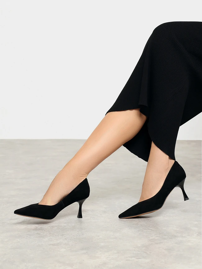 Туфли женские всесезонные, цвет черный, натуральный велюр 7210391 | 7