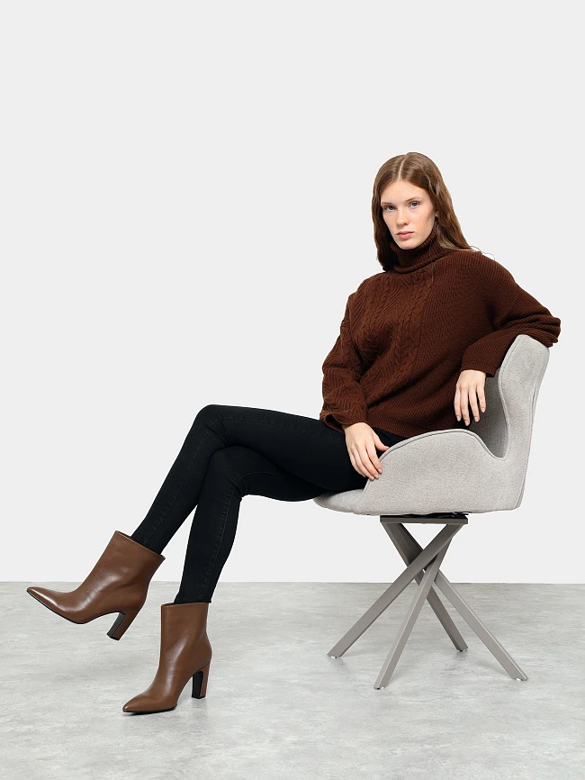 Ботильоны женские всесезонные, цвет мокко, натуральная кожа 497228 | 11