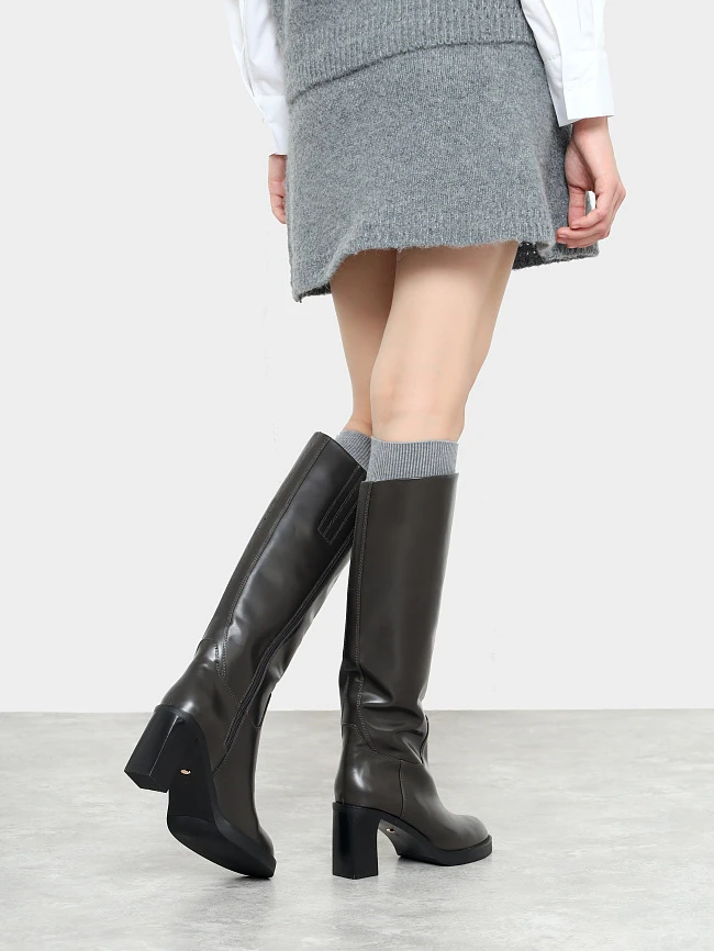 Сапоги женские демисезонные, цвет серый, натуральная кожа 1494606 | 8