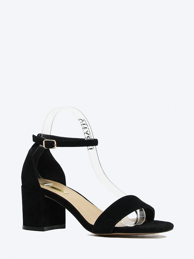 Босоножки женские летние, цвет черный, натуральный велюр 1013592 | 1