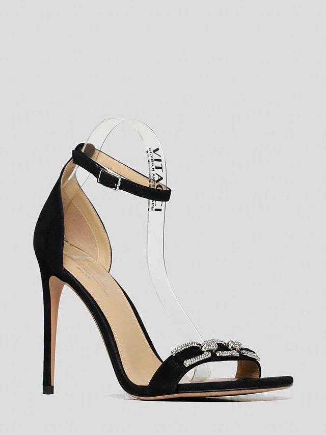 Босоножки женские летние, цвет черный, натуральный велюр 494780 | 1