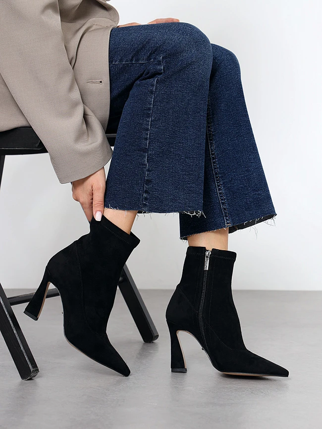 Полусапоги женские демисезонные, цвет черный, искусственный велюр 1396531P | 6