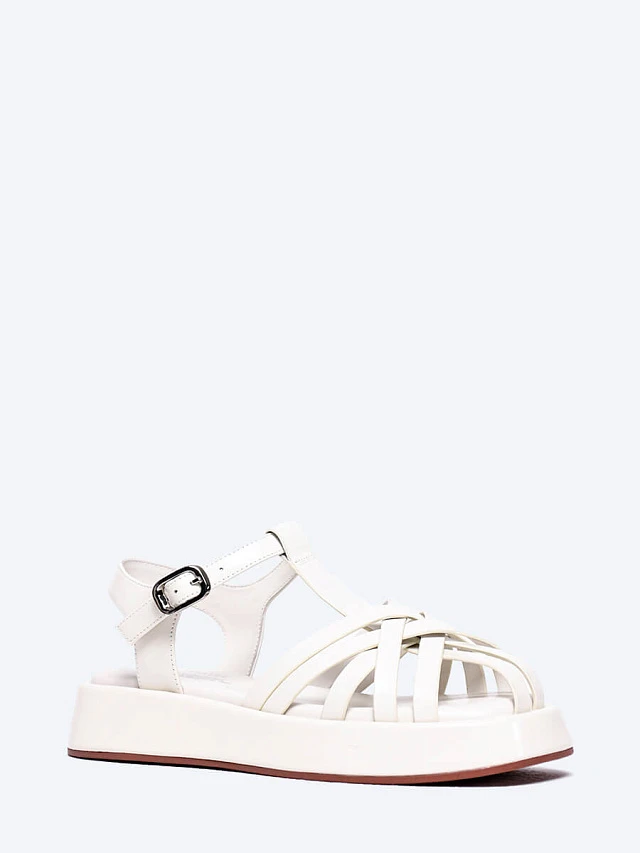 Сандалии женские летние, цвет молочный, натуральная масляная кожа 1821213 | 1