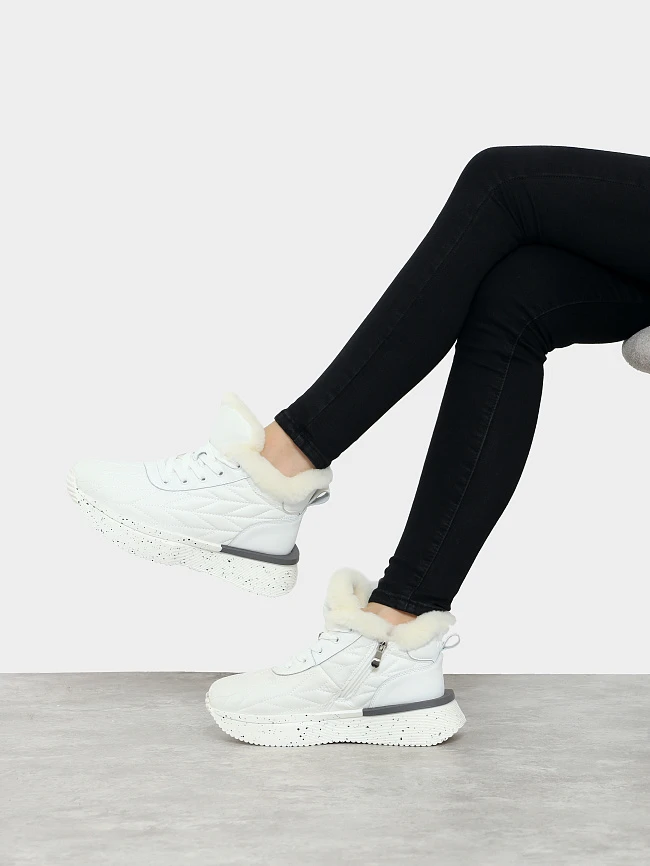 Ботинки женские зимние, цвет белый, текстиль/натуральная кожа и полимерные материалы 24VC118M | 12