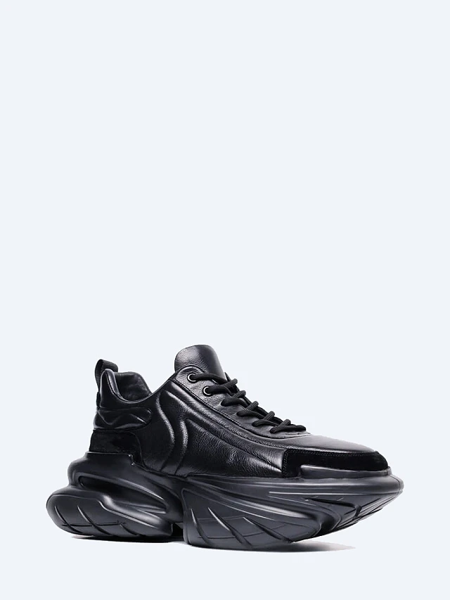 Кроссовки мужские демисезонные, цвет черный, натуральная кожа/натуральный спилок M1781490 | 1