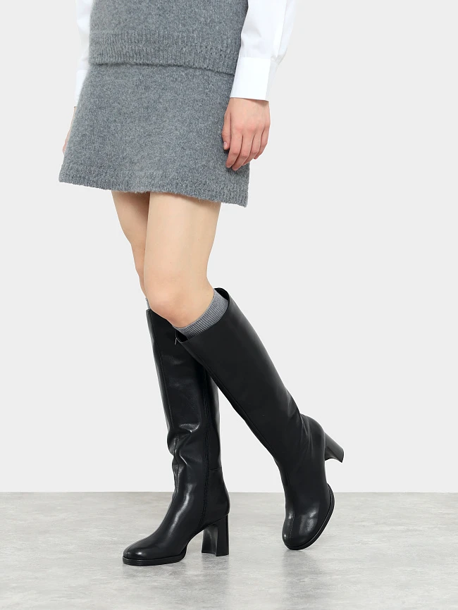 Сапоги женские демисезонные, цвет черный, натуральная кожа 944274 | 7