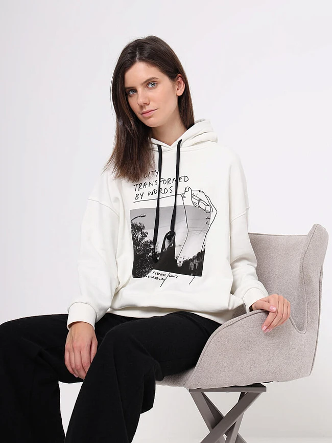 Свитшот с капюшоном женские осень-зима EF12-0048-02 | 8