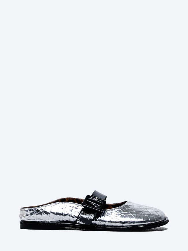 Балетки женские всесезонные, цвет серебряный, натуральная кожа/натуральная лаковая кожа 1849852 | 3