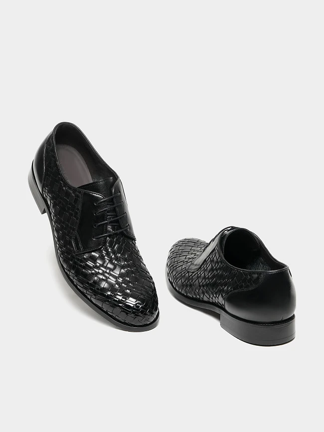 Полуботинки мужские всесезонные, цвет черный, натуральная кожа M262211 | 2