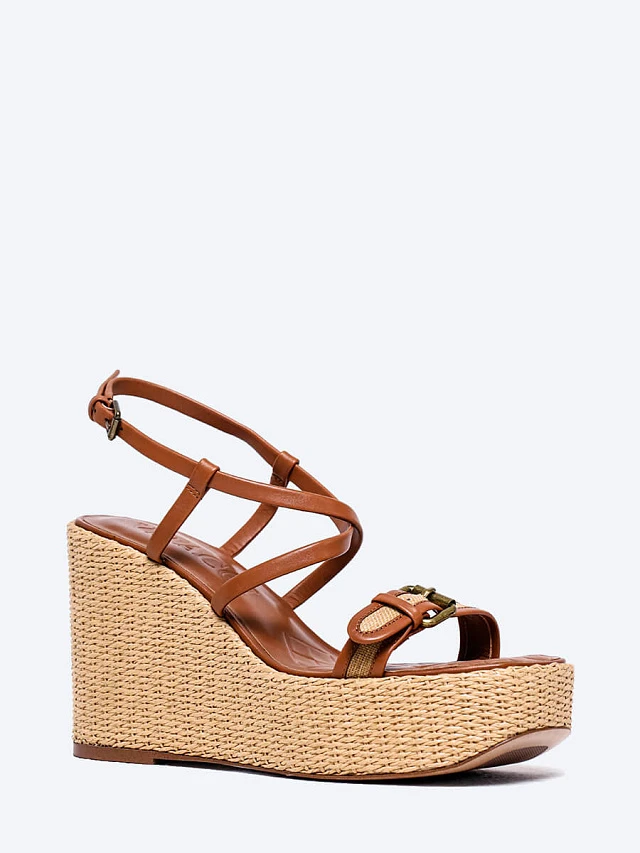 Босоножки женские летние, цвет рыжий, натуральная кожа/текстиль 1821387 | 1