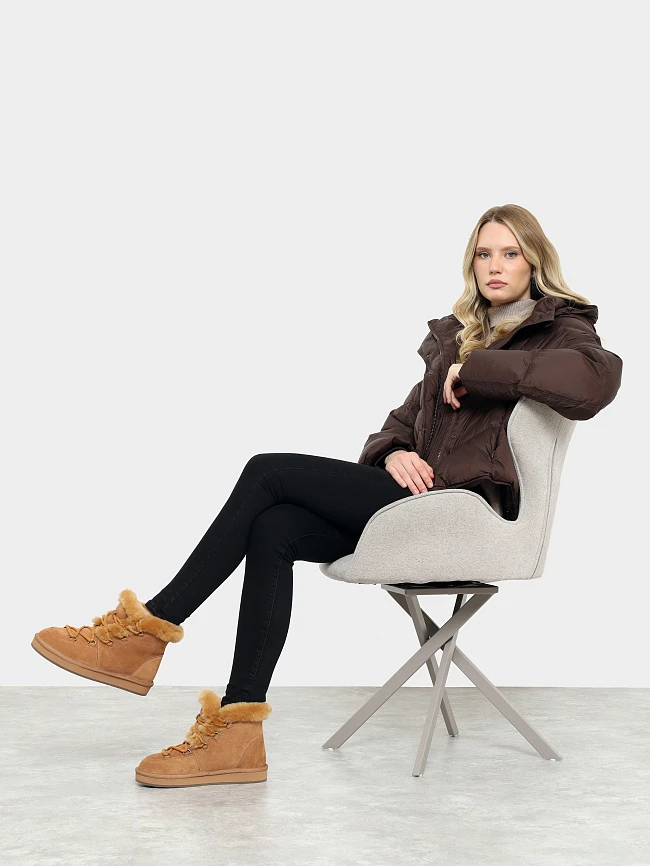 Ботинки женские зимние, цвет рыжий, натуральный спилок 7210437M | 11