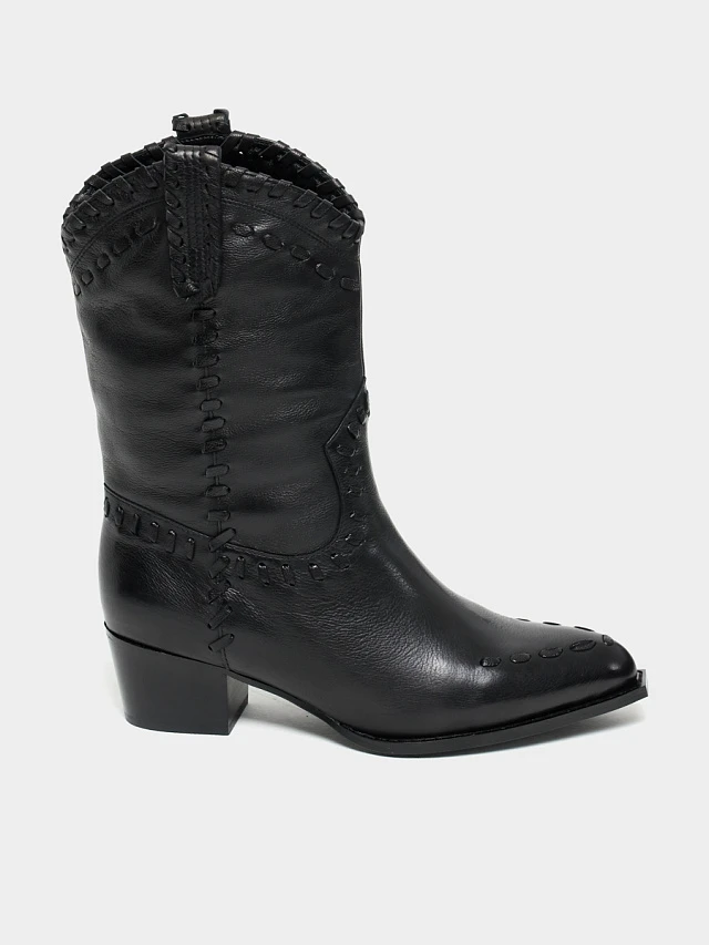 Сапоги женские демисезонные, цвет черный, натуральная кожа 642293 | 1