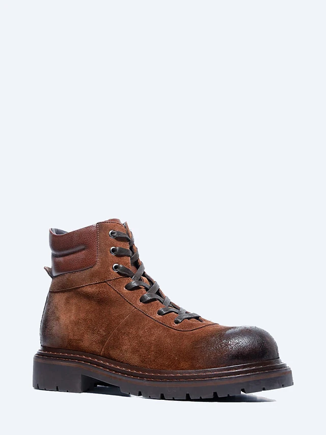 Ботинки мужские демисезонные, цвет коричневый, натуральный спилок/натуральная кожа M1781599 | 1