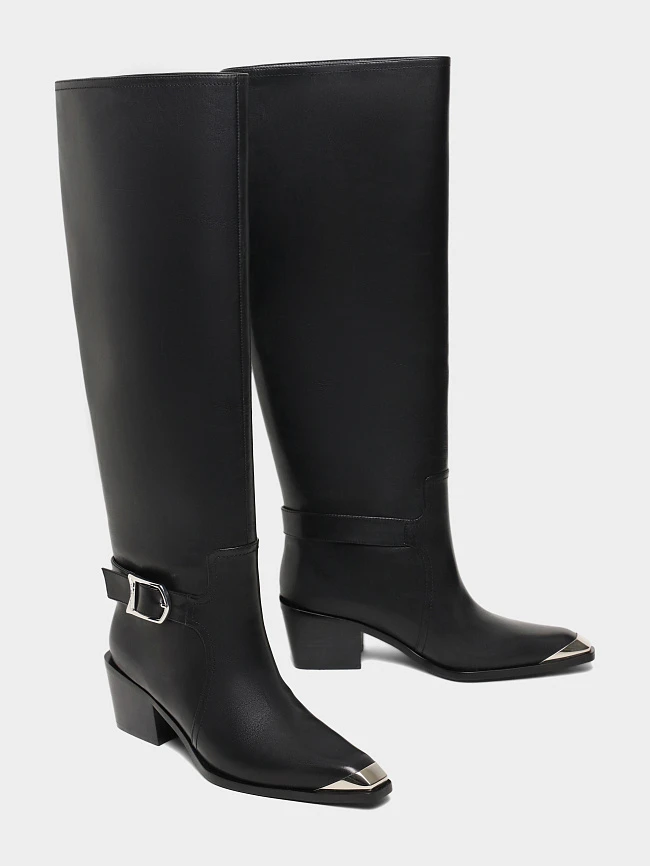 Сапоги женские демисезонные, цвет черный, натуральная кожа 497265 | 3