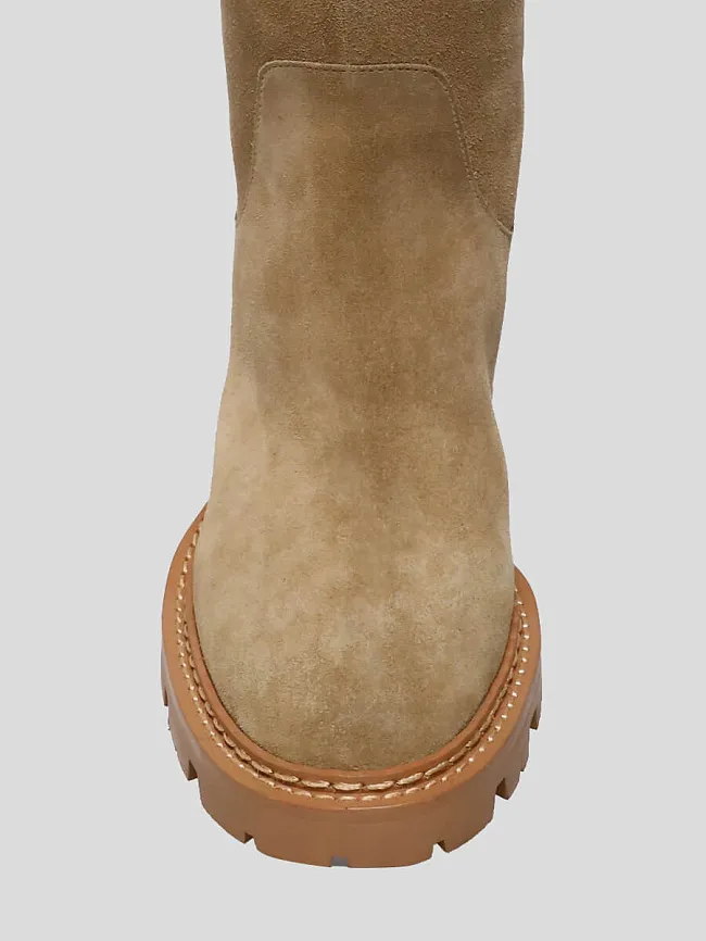 Ботфорты женские демисезонные, цвет бежевый, натуральный спилок 1730136 | 4