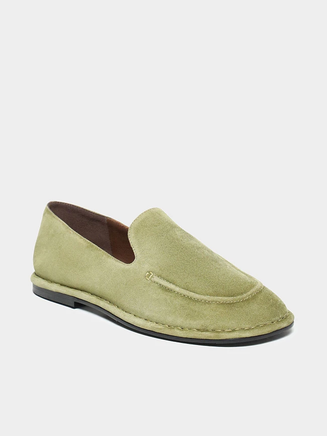 Лоферы женские всесезонные, цвет хаки, натуральный велюр 7210553 | 2