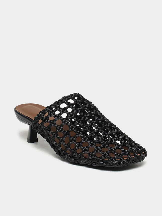 Сабо женские летние, цвет черный, текстиль 7210606 | 2