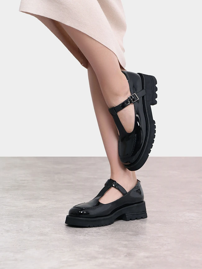 Туфли женские всесезонные, цвет черный, натуральная кожа и полимерные материалы 1849464 | 10