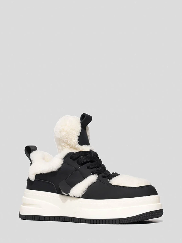 Кеды женские зимние, цвет черный, натуральная кожа и полимерные материалы 1847947M | 1