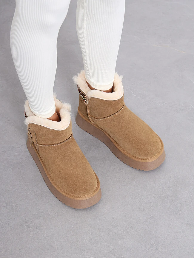 Полусапоги женские зимние, цвет песочный, натуральный спилок 27VD083M | 10