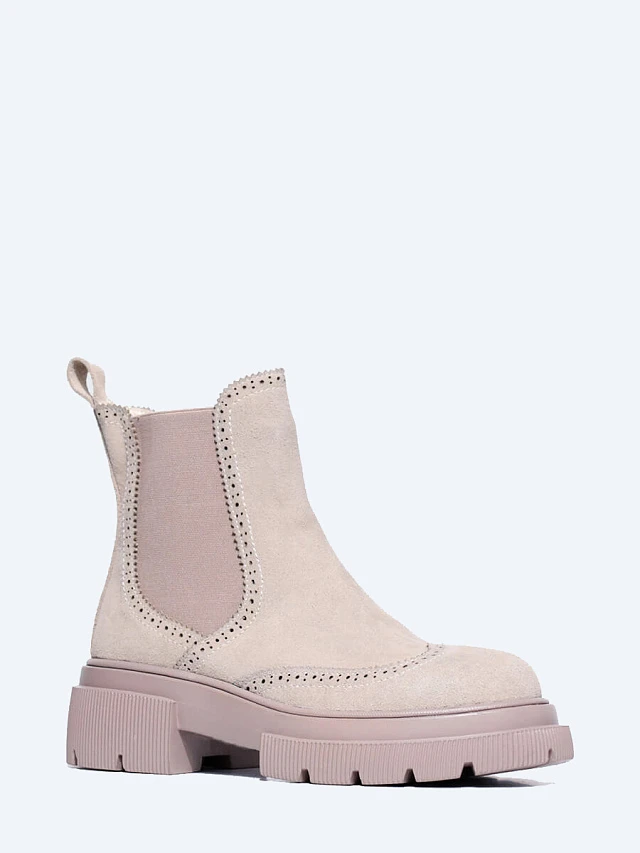 Ботинки женские демисезонные, цвет бежевый, натуральный спилок 1847671 | 1