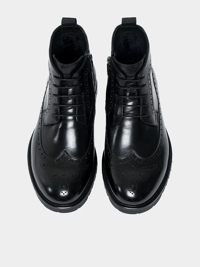 Ботинки мужские демисезонные, цвет черный, натуральная кожа M262022 | 5