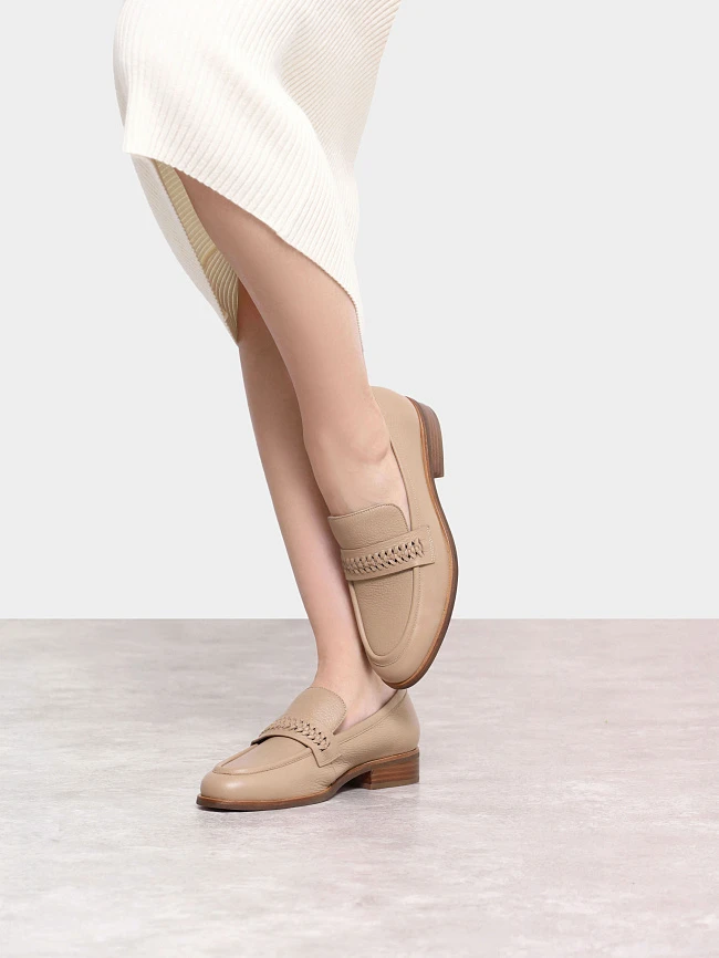 Лоферы женские всесезонные, цвет бежевый, натуральная кожа 1820617 | 10