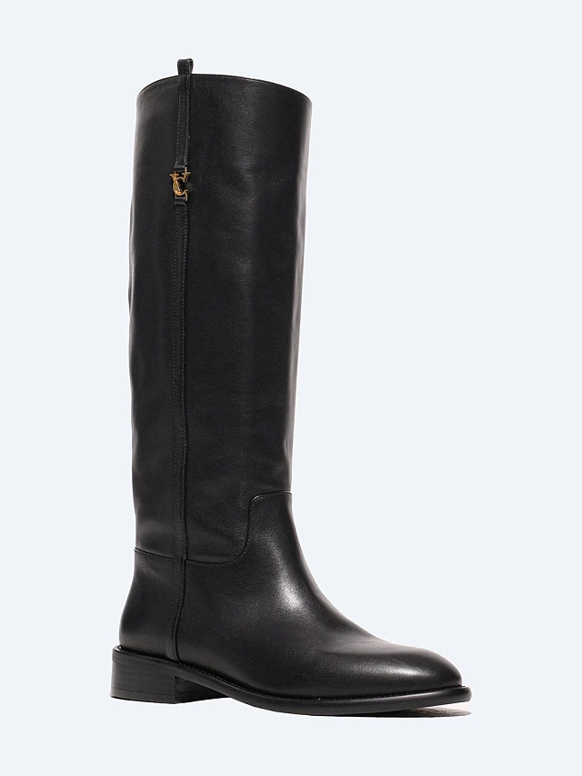 Сапоги женские демисезонные, цвет черный, натуральная кожа 1494503 | 1